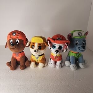 Lot of 4 Paw Patrol Dogs Plush Toy Firefighter Kids Stuffed Animals TY Recycle